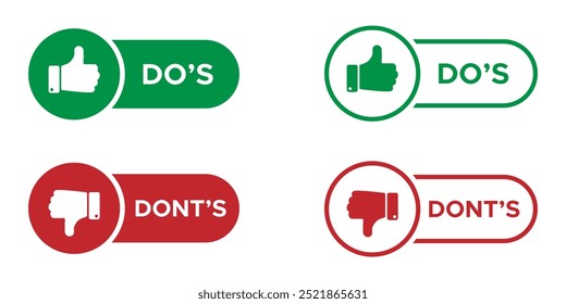 Do's and Don'ts vector icons collection. Do's and Don'ts vector signs