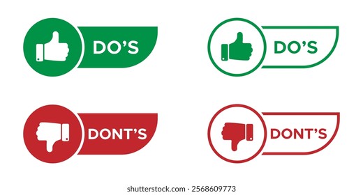 Do's and Don'ts vector icons collection. Do's and Don'ts vector signs set