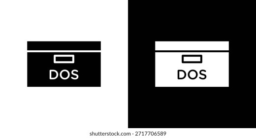 DOS: ícone pictograma de fundo preto. Para design gráfico e web.