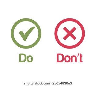 dos and don’ts icon. checkmark and cross do and don’t