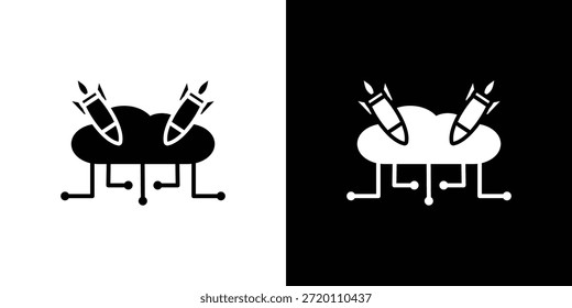Ícone do DOS: ilustrações gráficas simples e planas. Vetor de silhueta preto e branco