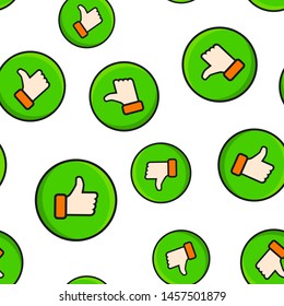 Do's sign icon seamless pattern background. Like vector illustration on black round background with long shadow. Yes business concept.