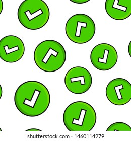 Do's sign icon seamless pattern background. Like vector illustration on black round background with long shadow. Yes business concept.