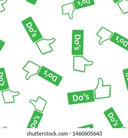 Do's sign icon seamless pattern background. Like vector illustration on black round background with long shadow. Yes business concept.