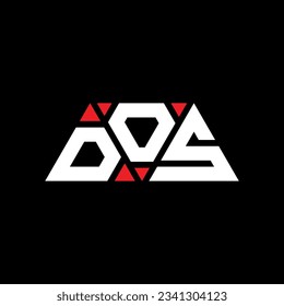 DOS triangle letter logo design with triangle shape. DOS triangle logo design monogram. DOS triangle vector logo template with red color. DOS triangular logo Simple, Elegant, and Luxurious design.