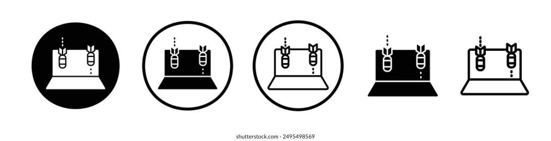 DOS vector icon set in black and white color.