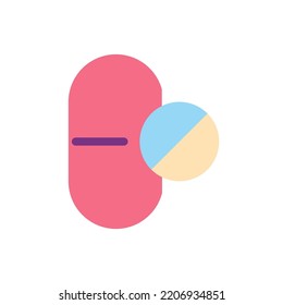 Dosage Form Flat Color Ui Icon. Tablet And Capsule. Pharmaceutical Remedy. Healthcare. Simple Filled Element For Mobile App. Colorful Solid Pictogram. Vector Isolated RGB Illustration