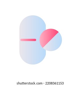 Dosage Form Flat Gradient Two-color Ui Icon. Tablet And Capsule. Pharmaceutical Remedy. Simple Filled Pictogram. GUI, UX Design For Mobile Application. Vector Isolated RGB Illustration