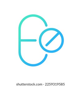 Icono de ui lineal de gradiente perfecto de forma de dosificación. Comprimido y cápsula. Reparación farmacéutica. Símbolo de interfaz de usuario de color de línea. Pictograma de estilo moderno. Ilustración de contorno aislado del vector