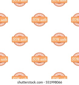 Doscount icon in cartoon style isolated on white background. Label pattern stock vector illustration.