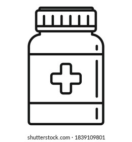 Dose capsule jar icon. Outline dose capsule jar vector icon for web design isolated on white background