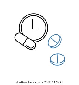 ícone da linha de conceito da dose. Ilustração de elemento simples. design do símbolo do esboço do conceito da dose.