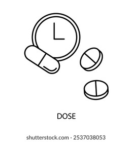Icono de línea de concepto de dosis. Ilustración de elemento simple. diseño de símbolo de esquema de concepto de dosis.