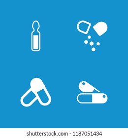 Dose icon. collection of 4 dose filled icons such as pill. editable dose icons for web and mobile.