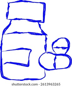 dose icon in doodle style. blue line doodle icon