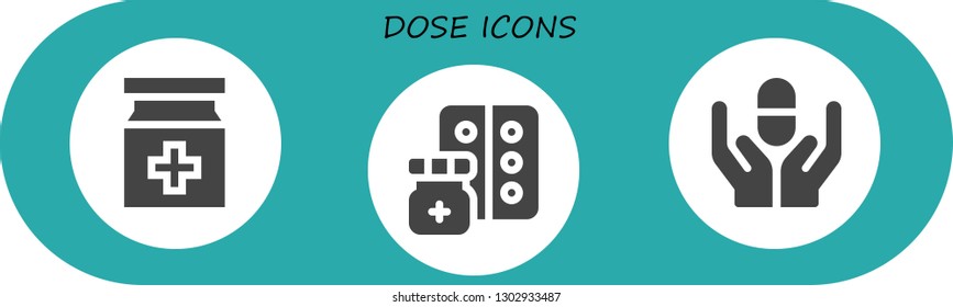  dose icon set. 3 filled dose icons.  Simple modern icons about  - Medicine, Pill