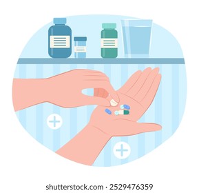 Dose of Medicine Pills in Hands for Healthcare and Medical Concept Illustration