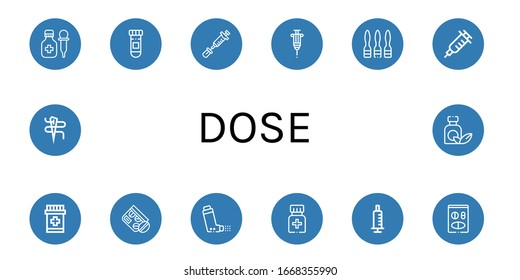 ajuste de dosis simple. Contiene iconos tales como Medicina, Vacuna, Jeringa, Vacunación, Inhalador, Aguja, puede ser usado para web, móvil y logo