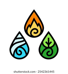 doshas ayurveda cor ícone vetor. doshas ayurveda sinal. ilustração símbolo isolado