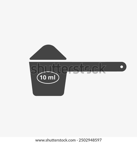 Dosing spoon icon. Medicine, measuring spoon for washing powder. 10 ml spoon. Vector	