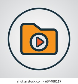 Dossier Colorful Outline Symbol. Premium Quality Isolated Media Folder Element In Trendy Style.