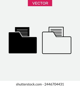 Icono de esquema de carpeta de dossier. Los archivos secretos simple negro campo símbolo ilustración..eps