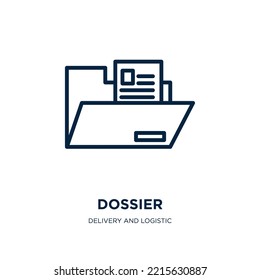 dossier icon from delivery and logistic collection. Thin linear dossier, office, storage outline icon isolated on white background. Line vector dossier sign, symbol for web and mobile