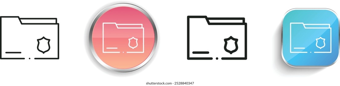 ícone do dossiê. Design fino, linear, regular e estilo botão isolado no fundo branco