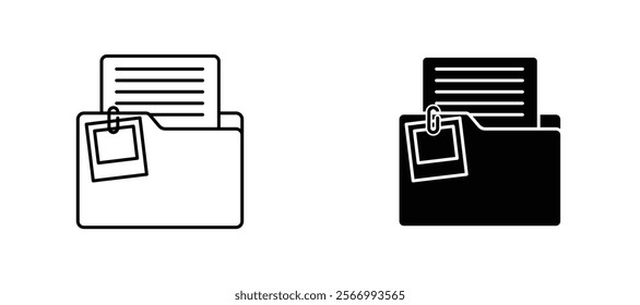 Dossier icons in outline and fill. vector illustration for ui.