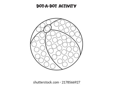 Dot a dot activity with ball. Dot marker game for preschool kids.