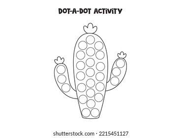 Realizar una actividad de punto con cactus. Juego de marcadores de puntos para niños preescolares.