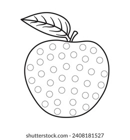Dot a dot activity with cute Apple. Dot marker game for preschool kids.