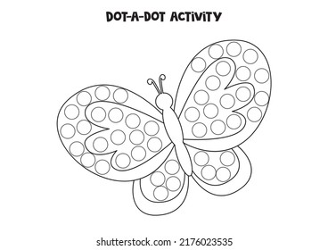 Tun Sie einen Punkt mit süßem Schmetterling. Dot Marker Spiel für Vorschulkinder.