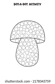Haz una actividad de punto con hongos. Juego de marcadores de puntos para niños preescolares.