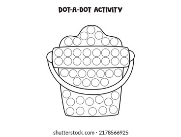 Dot a dot activity with pail. Dot marker game for preschool kids.