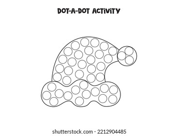 Dot a dot activity with Santa Claus hat. Dot marker game for preschool kids.