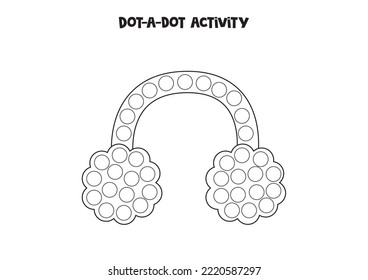 Dot a dot activity with winter headphones. Dot marker game for preschool kids.