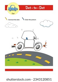 Dot  to dot activity worksheet for preschool kids 