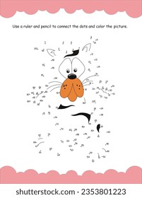 Dot to dot activity worksheet for preschool kids. Activity of learning numbers from 1 to 100 and pen control. Vector Illustration. Dot to dot educational game and Coloring book