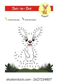 Dot to dot activity worksheet for preschool kids. Activity of learning numbers from 1 to 73 and pen control. Connect the dots to draw a kangaroo.