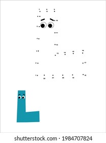 Dot to dot alphabet. ABC Kids Games. Connect the dots. Letter L.