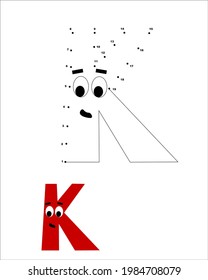 Dot to dot alphabet. ABC Kids Games. Connect the dots. Letter K.