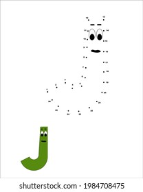 Dot to dot alphabet. ABC Kids Games. Connect the dots. Letter J.