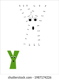 Dot to dot alphabet. ABC Kids Games. Connect the dots. Letter Y.