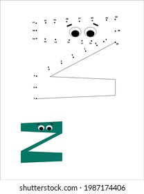 Dot to dot alphabet. ABC Kids Games. Connect the dots. Letter Z.