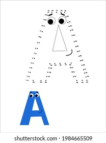 Dot to dot alphabet for kid. Education game for kids. Connect the dots.