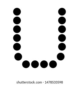 Dot alphabet make from circle letter u isolated on white background