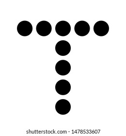 Dot alphabet make from circle letter t isolated on white background