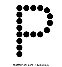 Dot alphabet make from circle letter p isolated on white background