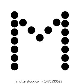 Dot alphabet make from circle letter m isolated on white background